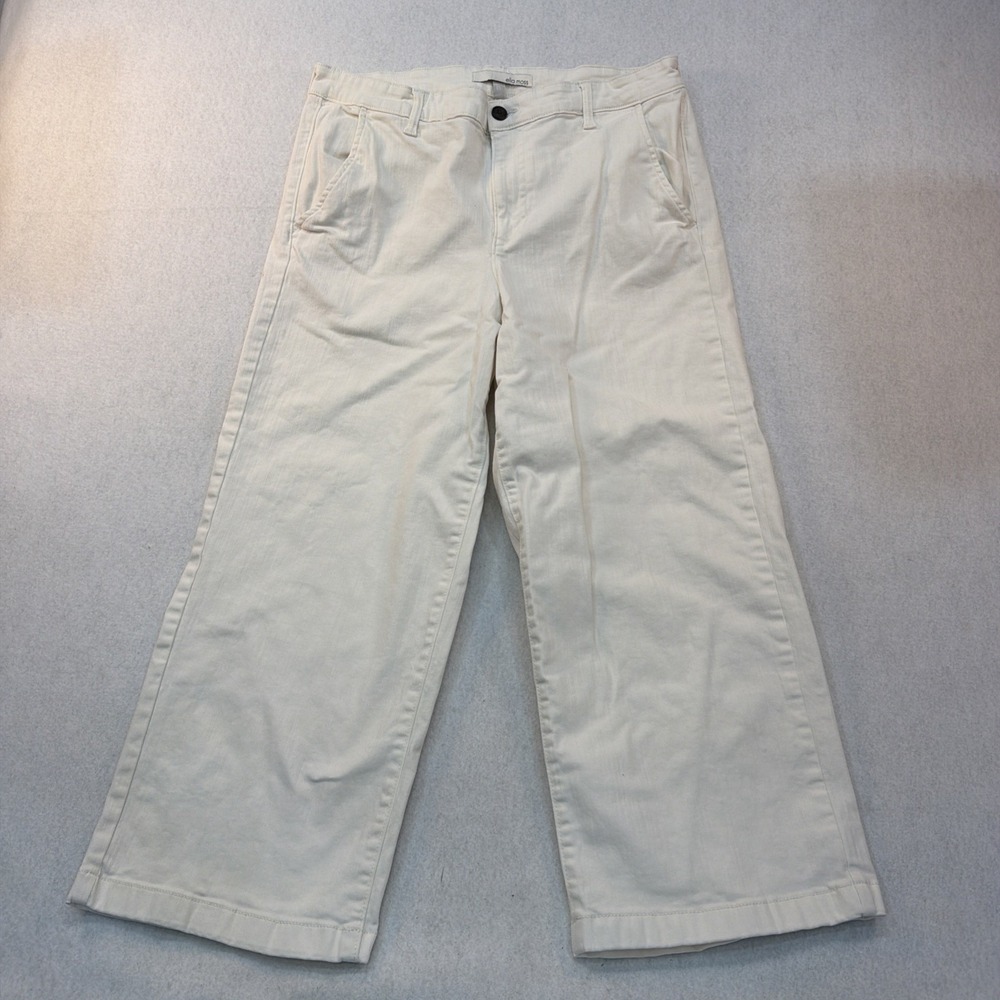 Ella Moss Women's‎ White Chino Style Wide Leg Crop Pant - 12 Casual